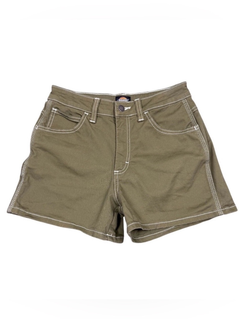 Dickies Carpenter Utility Shorts Womens Size 25 Army Green Contrast Stitch Work